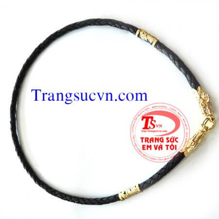 Bán Dây da bọc rồng vàng 18k,giá day da boc vang tay 18k kèm giấy kiểm định Vàng,dây chuyền vàng tây 18k hình rồng dây da màu đen,vòng cổ da cho nam
