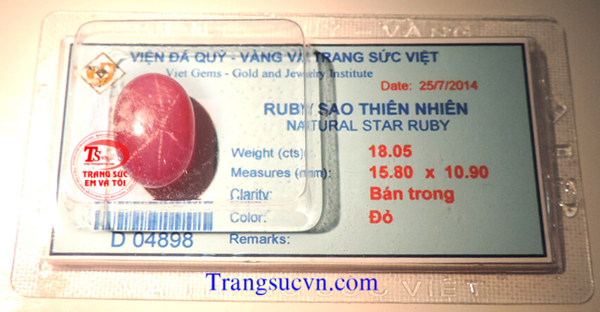 Ruby sao thiên nhiên mệnh hỏa