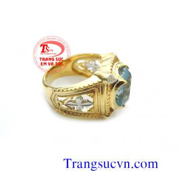 Nhẫn nam đá Aquamarine