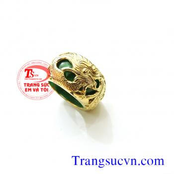 Nhẫn ngọc Rồng vàng tây 10k (41,6% Au) sản phẩm có giấy kiểm định vàng kèm theo nhẫn ngọc cẩm thạch màu xanh