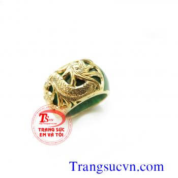 Nhẫn ngọc Rồng vàng tây 10k (41,6% Au) sản phẩm có giấy kiểm định vàng kèm theo nhẫn ngọc cẩm thạch màu xanh