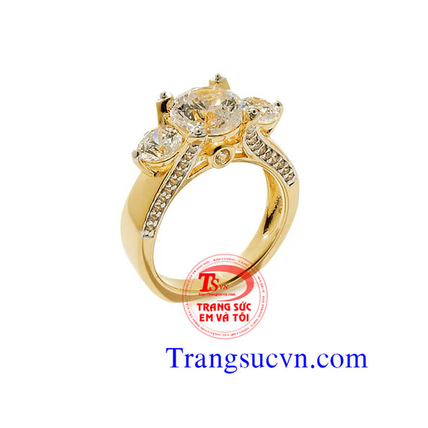 Nhẫn nữ vàng gắn Kim Cương thiên nhiên dành cho phái đẹp, đeo hợp thời trang và quý phái