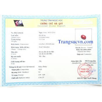 Đá quý ruby sao ép vỉ kiểm định