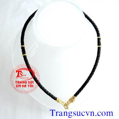 Dây vàng rồng,dây chuyền da bọc vàng 750 chạm rồng vàng đeo cùng mặt dây chuyền vàng, Mặt phật,mặt đá tự nhiên