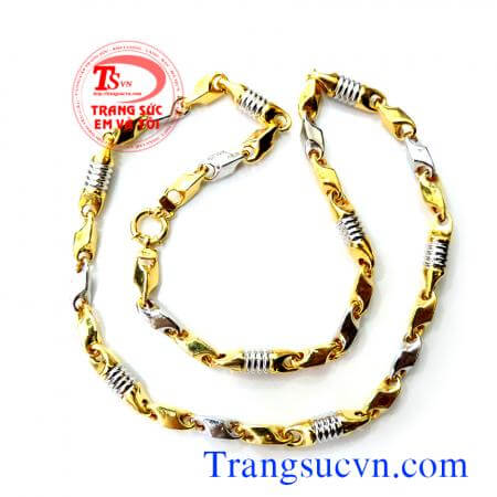 Dây chuyền vàng hai màu bền đẹp, bảo hành uy tín, giao hàng toàn quốc.
