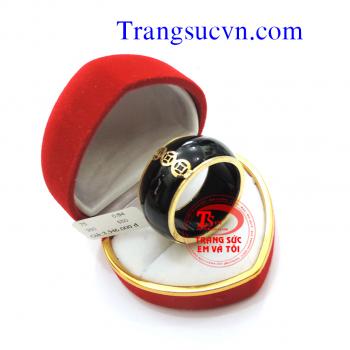 Nhẫn nam mã não hoa văn