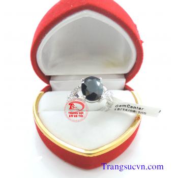 Nhẫn nữ vàng gắn đá quý Sapphire thiên nhiên dành cho phái đẹp, đeo hợp thời trang và quý phái