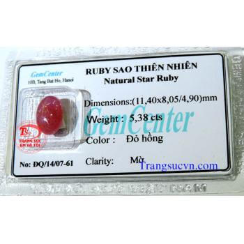 Ruby sao tự nhiên đẹp