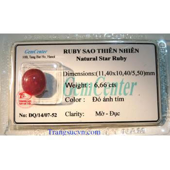 Đá ruby sao thiên nhiên