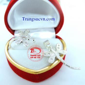 Bộ mặt dây chuyền bạc