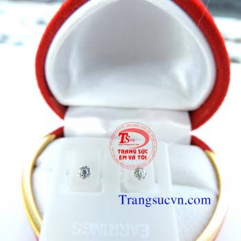 Bông tai bạc gắn kim cương nhân tạo 3,0 ly