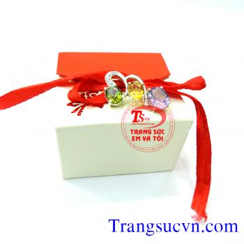 Mặt dây chuyền bạc gắn đá thạch anh vàng,tím