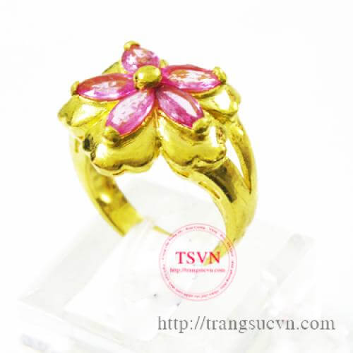 Nhẫn saphire hồng thiên nhiên vàng tây 18k
