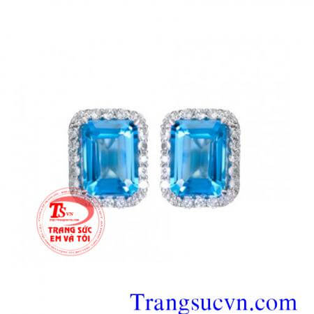 Hoa tai chữ nhật topaz