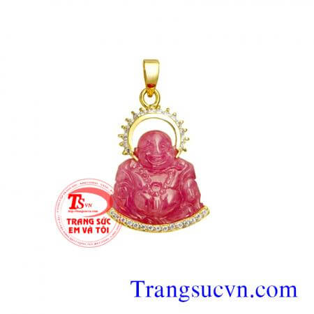 phật di lặc ruby bọc vàng 18k