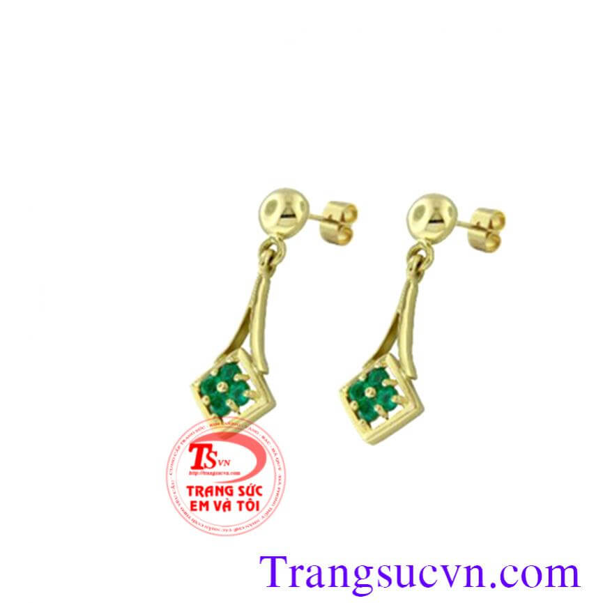 Bông tay vàng đá emerald
