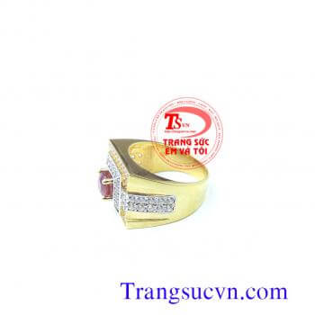 Nhẫn nam ruby vàng tây 14k 