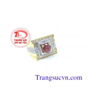 Nhẫn nam ruby vàng tây 14k