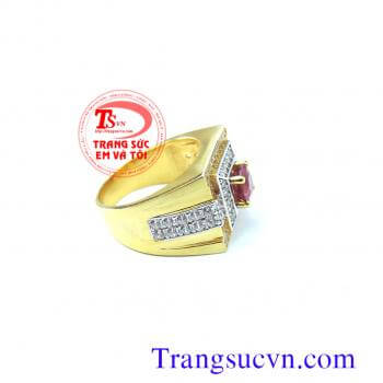 Nhẫn nam ruby vàng tây 14k