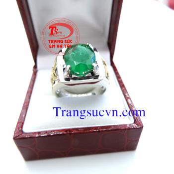 Nhẫn nam Emerald vàng trắng 18k,nhan có giấy kiểm định đá quý,Nhẫn nam Emerald vàng trắng 18k,nhan nam emerald,nhan nam vang trang,nhan emerald,nhan nam ngoc luc bao,nhan nam dep
