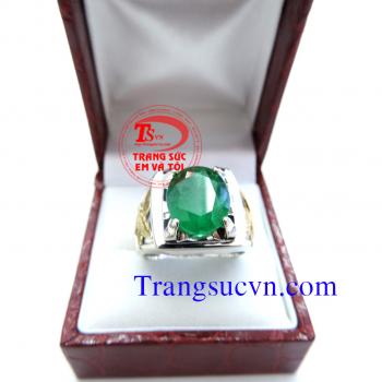 Nhẫn nam Emerald vàng trắng 18k,nhan có giấy kiểm định đá quý,Nhẫn nam Emerald vàng trắng 18k,nhan nam emerald,nhan nam vang trang,nhan emerald,nhan nam ngoc luc bao,nhan nam dep