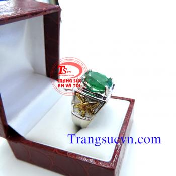 Nhẫn nam Emerald vàng trắng 18k,nhan có giấy kiểm định đá quý,Nhẫn nam Emerald vàng trắng 18k,nhan nam emerald,nhan nam vang trang,nhan emerald,nhan nam ngoc luc bao,nhan nam dep