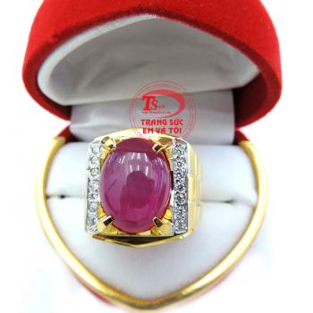 Nhẫn nam vàng tây 18k gắn đá