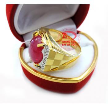 Nhẫn nam vàng tây 18k gắn đá
