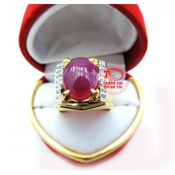 Nhẫn nam vàng tây 18k gắn đá