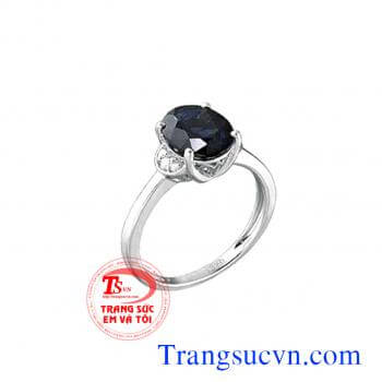 Nhẫn nữ đá saphir vàng trắng