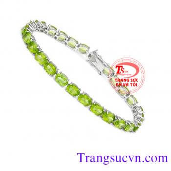 Lắc tay đá Peridot vàng trắng 18k