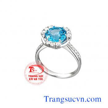 Nhẫn đá topaz vàng tây 14k