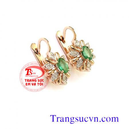 Hoa tai vàng tây Emerald may mắn