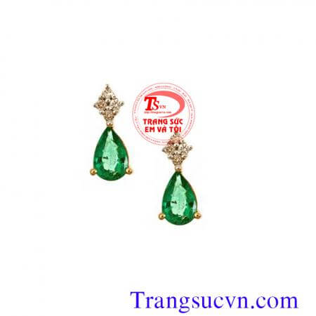 Đôi bông tai emerald giọt nước