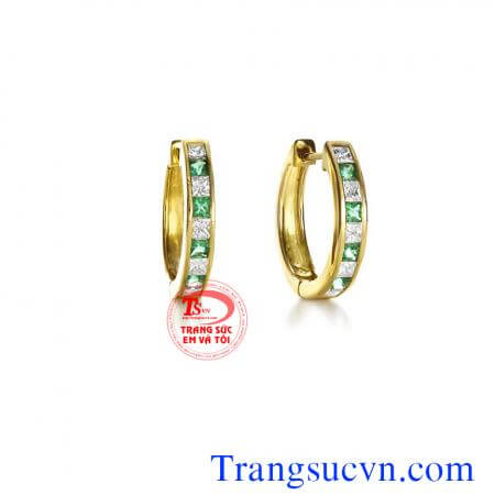 Cặp khuyên tai emerald rẻ