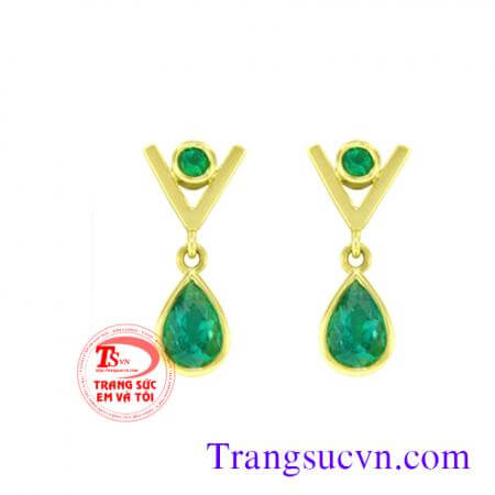 Hoa tai,doi bong tai,doi hoa tai,hoa tai da emerald,hoa tai ngoc luc bao,hoa ta dep,emerald,cặp bông tai,nu vang tay,nu đeo tai