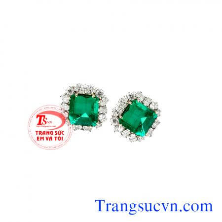 Bông tai emerald vuông đẹp