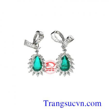Bán Hoa tai emerald vàng tây,giá đôi bông tai emerald thiên nhiên có giấy kiểm định đá quý và vàng,đặt hoa tai vàng gắn đá quý tự nhiên theo yêu cầu