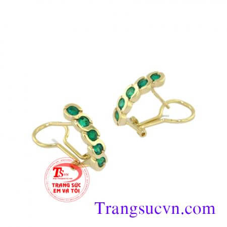 Hoa tai gắn đá Emerald