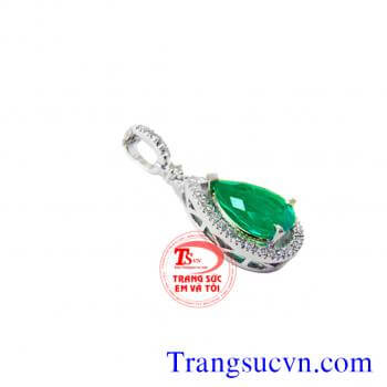Mặt đá quý emerald giọt nước,Bán mặt dây emerald thiên nhiên,có giấy kiểm định đá emerald và vàng,giá đá quý emerald tốt,đặt mặt dây chuyền vàng tây đính đá quý theo mệnh mộc,hỏa