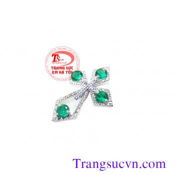 Mặt Thánh Giá gắn đá Emerald