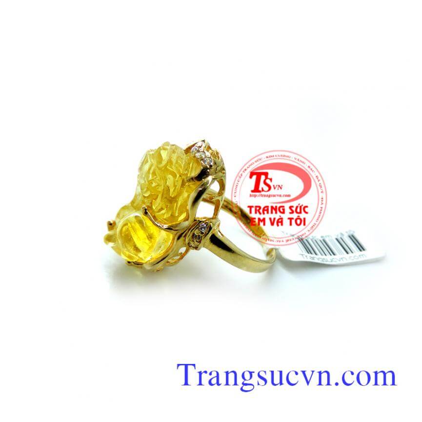 Nhẫn thạch anh vàng vàng
