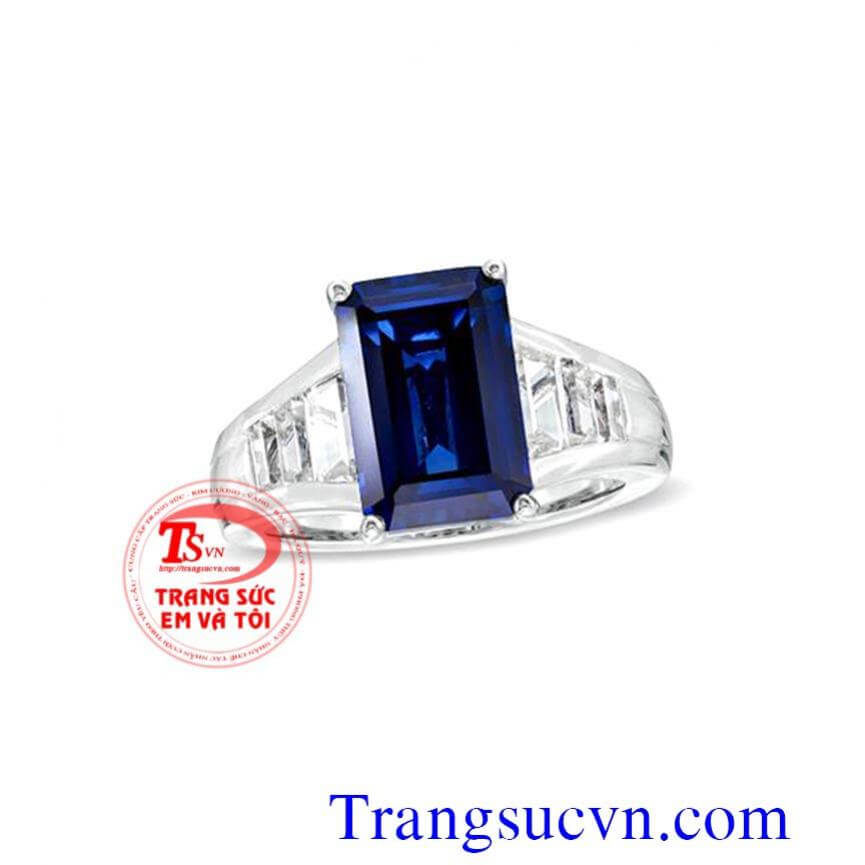 Nhẫn nam vàng trắng gắn 