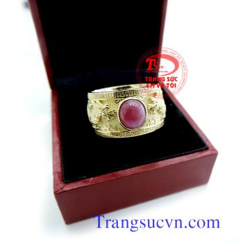 Nhẫn nam ruby rồng vàng