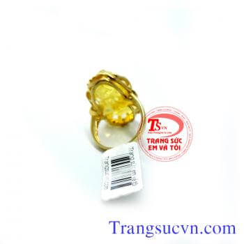 Nhẫn thạch anh vàng vàng
