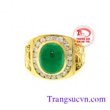 Nhẫn nam đẹp Emerald và Kim cương