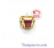 Nhẫn nam vàng tây đá đỏ
