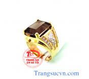 Nhẫn nam thạch anh khói