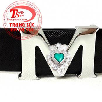 Mặt thắt lưng vàng trắng 18k - Emerald