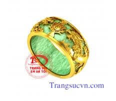 Nhẫn ngọc rồng phượng 18k